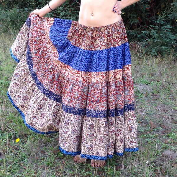 Skirt, Prairie skirt, gypsy, bohemian skirt, bellydance skirt, indian prints, handmade, free size skirt