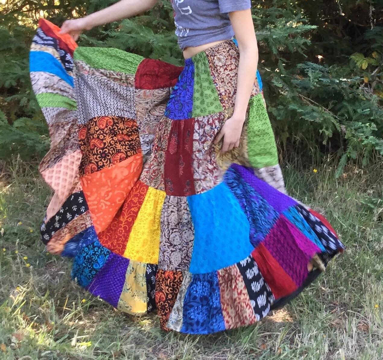 Womens Skirt Long Patchwork Handmade Indian Fabrics Etsy