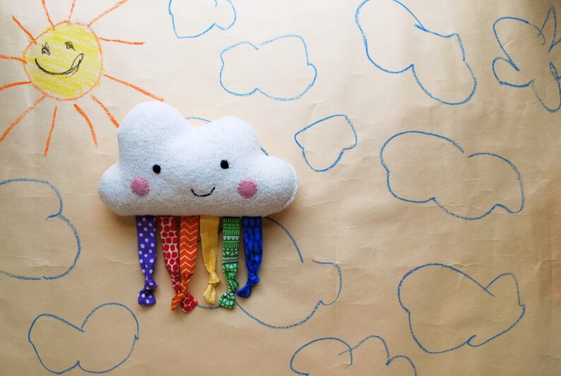 Small Rainbow Cloud Plush Toy Made From Organic Cotton Soft - Etsy