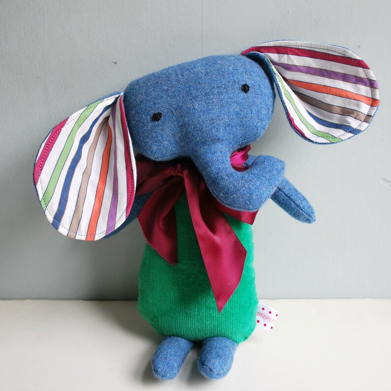 Elephant Plushie Made from Upcycled Materials Plush Stuffed | Etsy