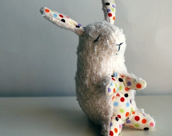 Little Sleepy Bunny Plushie Made from Organic Cotton Fleece - Rabbit - Easter - Baby Toy - Stuffed Animal - Tiny Plush - Sweet - Classic