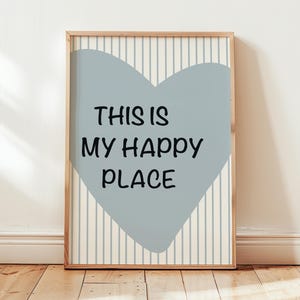 This Is My Happy Place Wall Art Retro Trendy Print Aesthetic Dorm Decor Art College Apartment Decor Aesthetic y2k Trendy Bedroom Wall Art