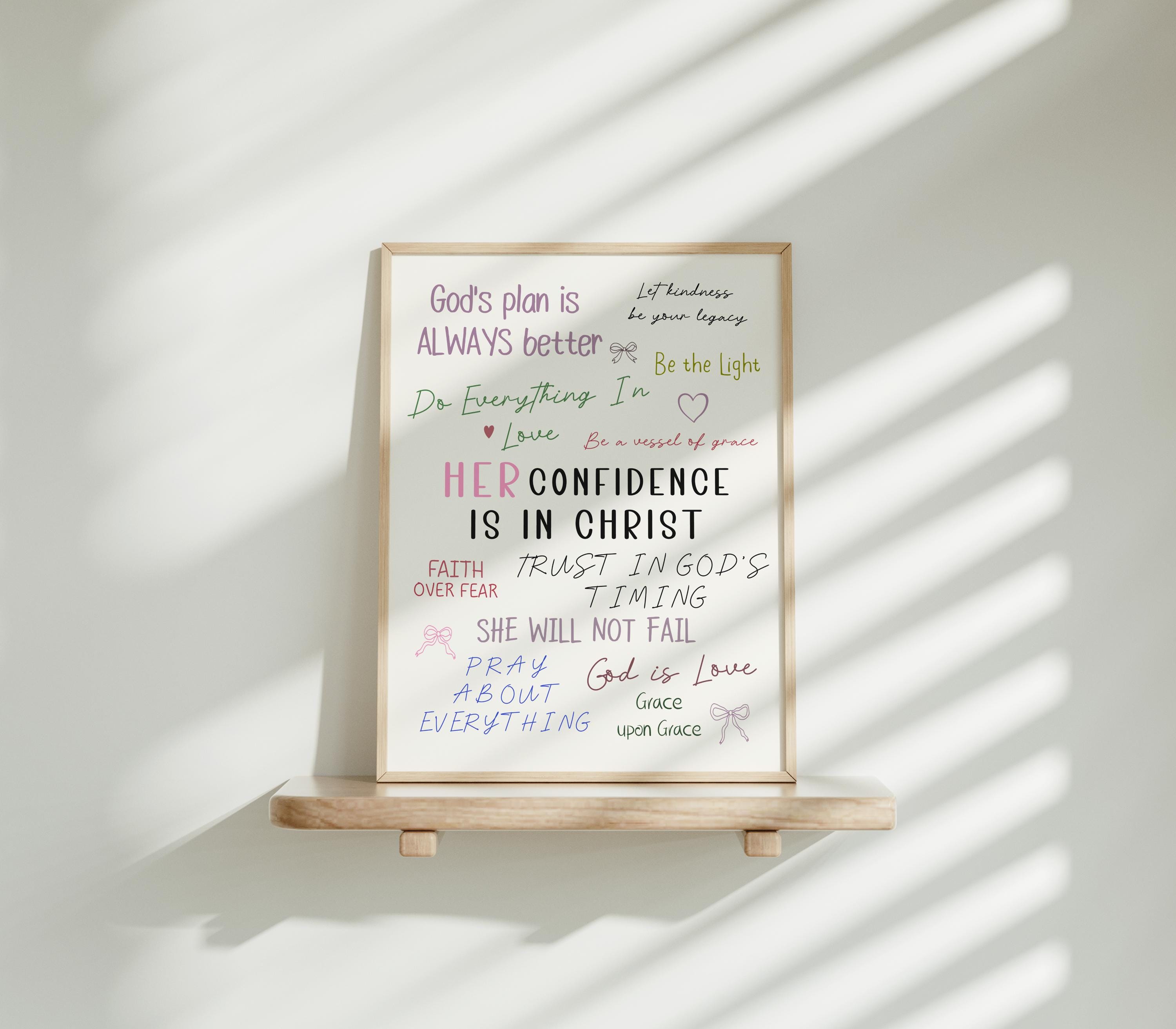 Girly Christian Wall Art, Aesthetic Scripture Print, Bible Verse Poster ...