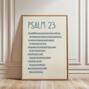 Psalm 23 Bible Verse Wall Art, The Lord Is My Shepherd Bible Verse Poster, Printable Scripture Art, Trendy Modern Christian Home Decor Faith