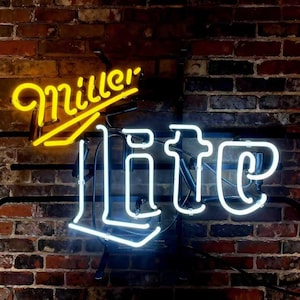 Miller Lite Neon Sign Classic Beer Script Wall Decor Retro Bar Neon Light Man Cave Beer Sign Vintage Pub Wall Art Personalized gifts 19"x14"