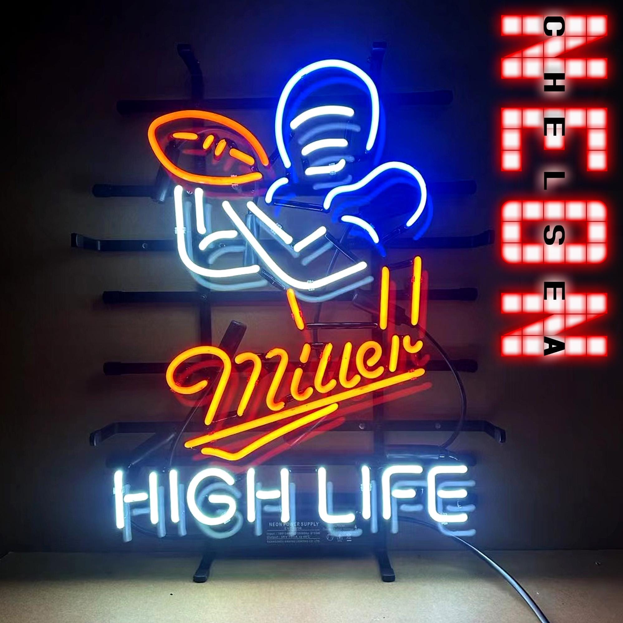 Miller High Life Neon Sign – Real Glass Vintage Wall Light for