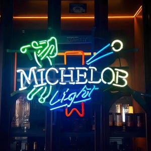 Michelob Light Beer Neon Sign Retro Glass Neon Bar Light Vintage Pub Wall Decor Man Cave Beer Logo Sign Home Bar 19&quot;x14&quot; DDP