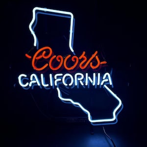 Coors California Neon Sign, Vintage Beer Bar Light, Retro California Wall Decor, Man Cave Sign, Home Pub Glass Neon Light 19”x15“