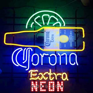 Corona Extra Neon Beer Sign Beer Bar Pub Decor Wall Art for Man Cave Handmade Real Glass Neon Bar Sign Light Personalized Sign