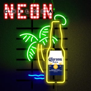 Corona Beer Neon Beer Sign Beer Bar Decor Wall Art Man Cave Handcrafted Glass Neon Light for Home Bar Pub Decor Personalized Sign Light