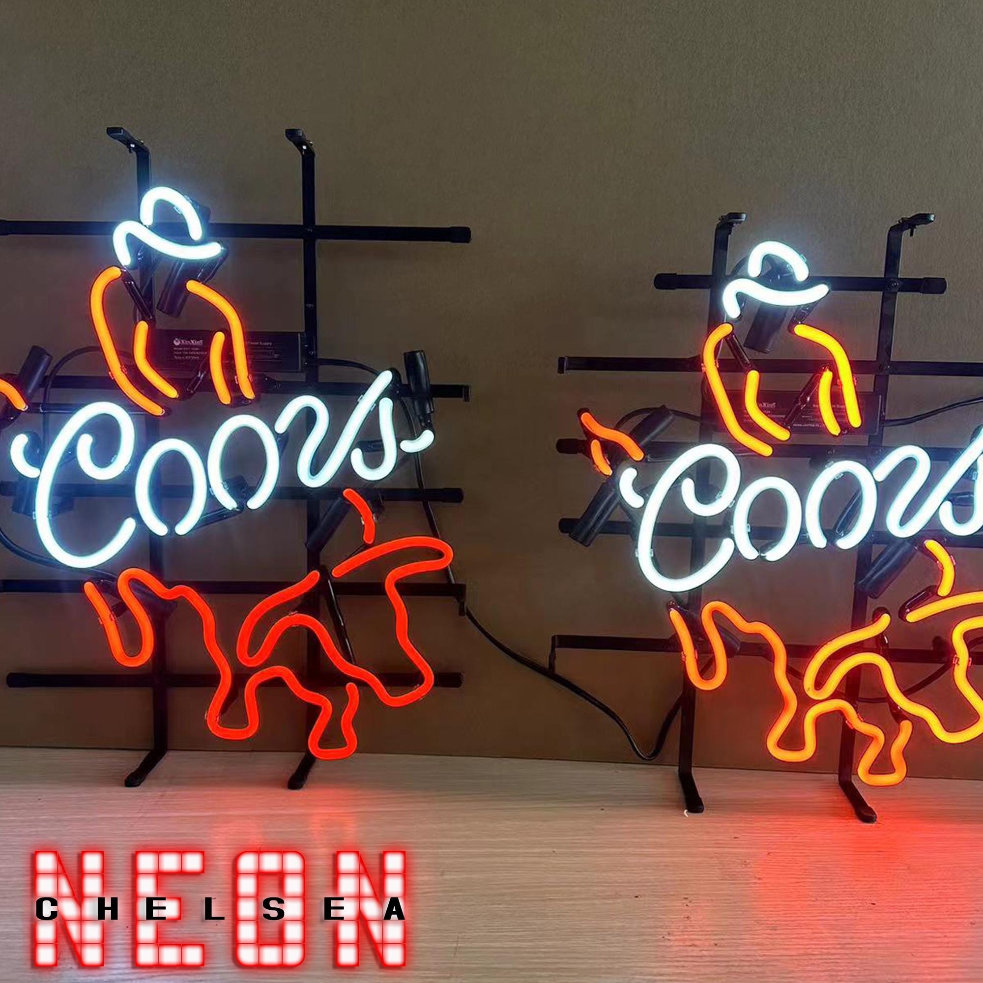 Coors Cowboy Neon Vintage Beer Bar Sign Home Bar Decor Handmade
