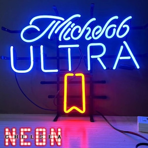 Michelob Style Neon Sign – Real Glass Beer Bar Light for Home Pub, Man Cave, Game Room Decor Home Bar Decor Wall Art 19&quot;x15&quot;