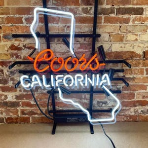 California Beer Neon Sign, Coors Style Bar Light, Vintage Brewery Wall Sign, Retro Man Cave Decor, Glass Neon Bar Light 17”x14“