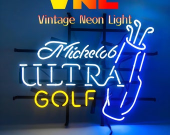 Decoración de barra de golf Michelob Ultra, letrero de neón de vidrio real, regalos personalizados, decoración del hogar y regalos, regalos personalizados, decoración de fiesta de golf, arte de pared