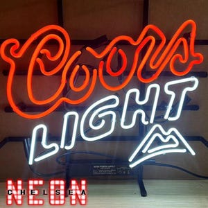 Coors Light Beer Sign Man Cave Home Bar Decor Personalized Vintage Bar Sign Beer Bar Decor Wall Art Custom Real Glass Neon Sign 17x14inch