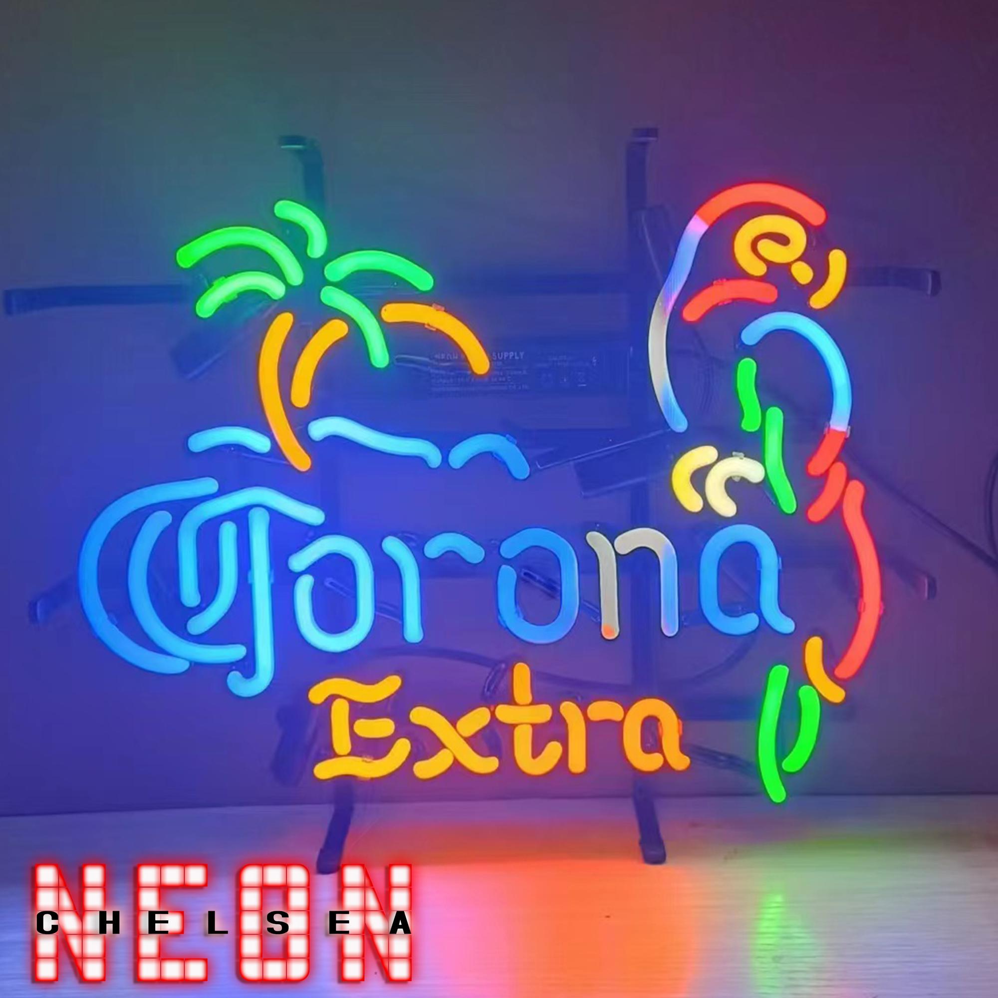 Corona Extra Parrot Neon Beer Sign Bar Decor Wall Hanging Signs
