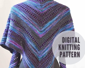 Gateway Shawl- an eyelet and striped shawl knitting pattern - PDF Pattern