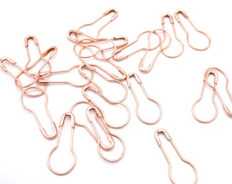 Rose Gold, High Quality, Tarnish Resistant Brass Bulb Safety Pin Locking Stitch Markers