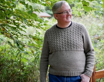 Ambling Along - size inclusive unisex cabled pullover sweater - PDF and spradsheet