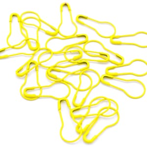 Yellow - Brass Bulb Safety Pin Stitch Markers: Knitting Crochet Row Markers