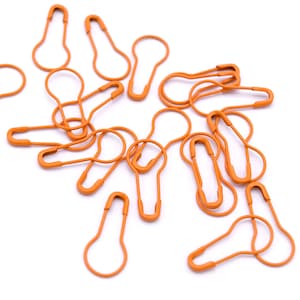 Orange, High Quality, Tarnish Resistant Brass Bulb Safety Pin Locking Stitch Markers