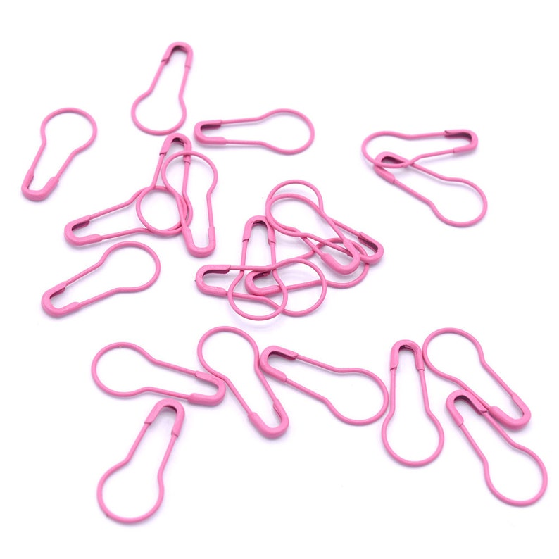 Pink, High Quality, Tarnish Resistant Brass Bulb Safety Pin Locking Stitch Markers image 1