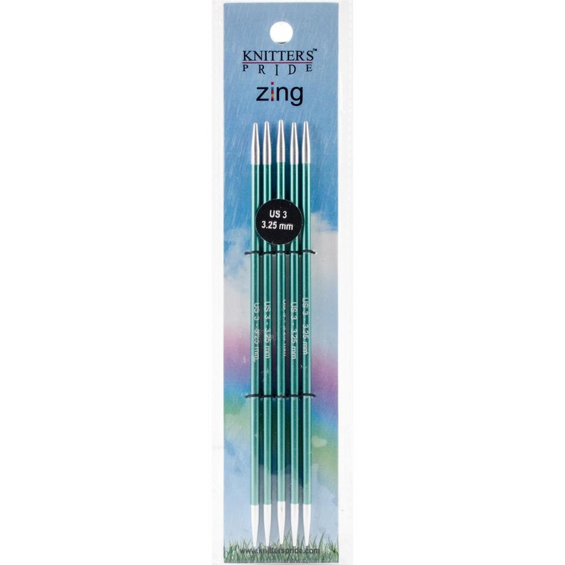 Size 3 3.25 mm Knitters Pride Zings 6 Double Pointed Knitting Needles DPNs image 1