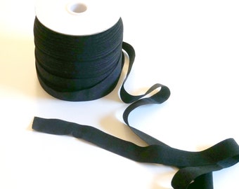 3/4" Matte Black Fold Over Elastic - 5 yards