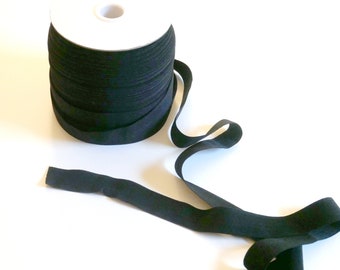 3/4" Matte Black Fold Over Elastic - 20 mm FOE - 2, 5, 10 yard