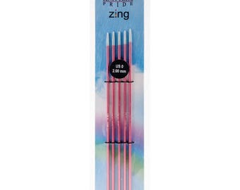 Size 0 (2.00 mm) Knitters Pride Zings 6" Double Pointed DPNs Knitting Needles