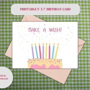 Faire un vœu d&#39;anniversaire carte imprimable en téléchargement numérique