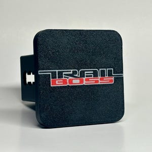 Trail Boss Hitch Cover for 2 and 2.5 Inch Receiver, Custom Truck Hitch Plug, Chevrolet Trail Boss Trailer Hitch Protector
