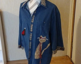 Denim Kitty Shirt