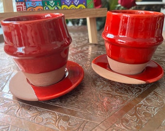 Lot de 2 tasses "Beldi" rouges céramique du Maroc