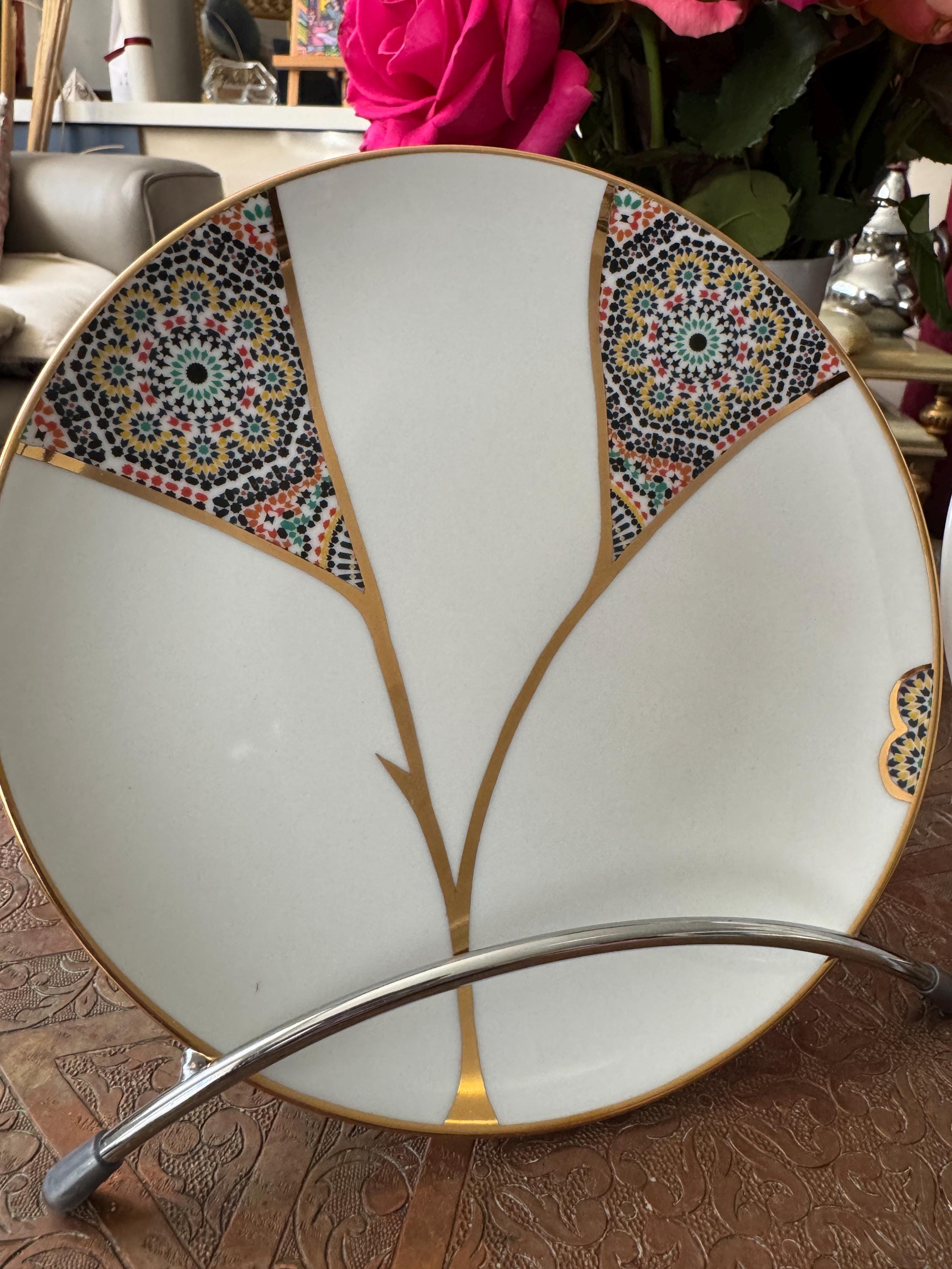 LOT DE 6 assiettes 20 cm céramique COCEMA de Fès, Maroc, motif Broderie Bleue EUR 169,00 - FR