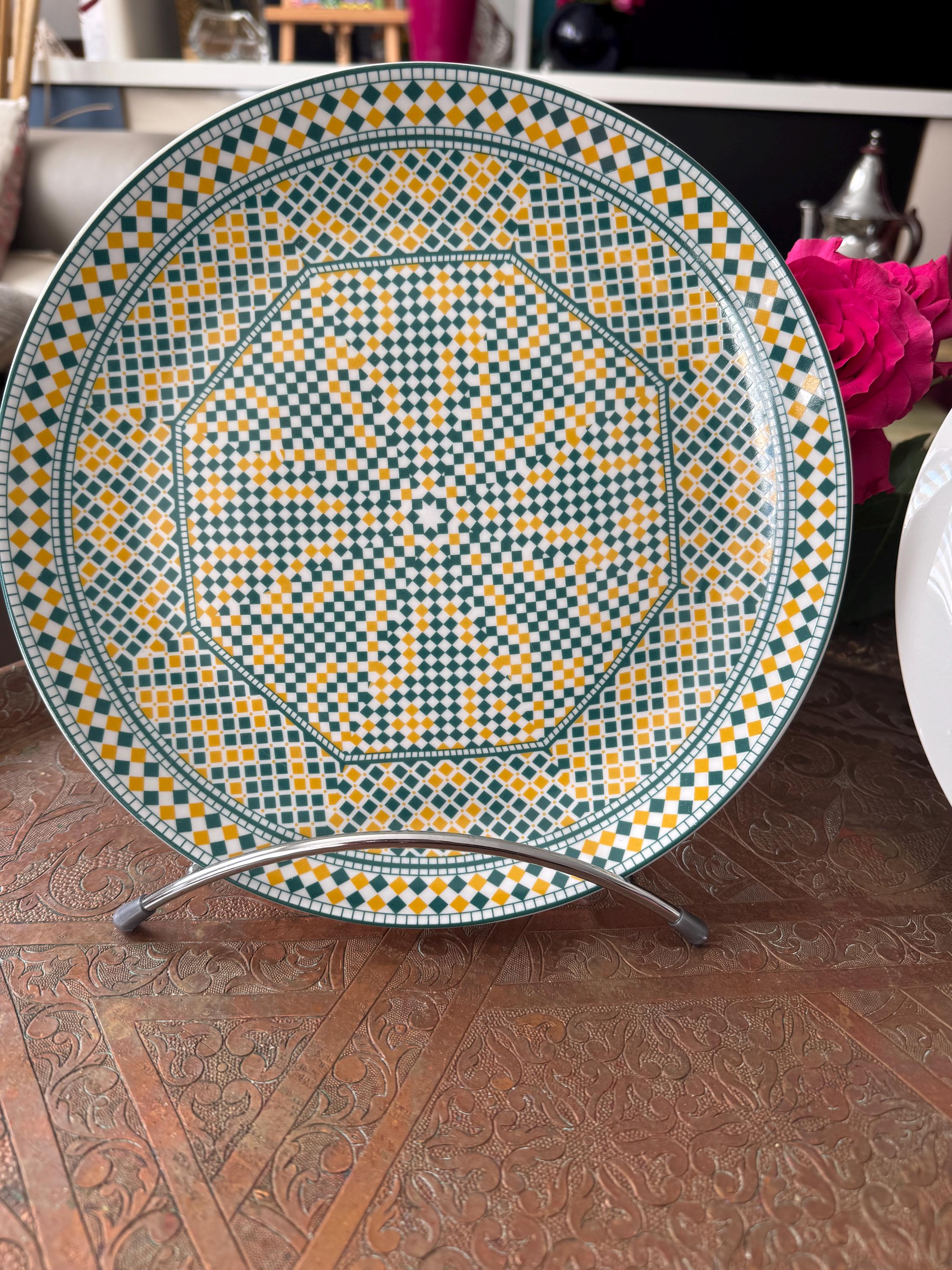 Lot de 6 assiettes 25 cm COCEMA de Fès, Maroc, motif Agadir