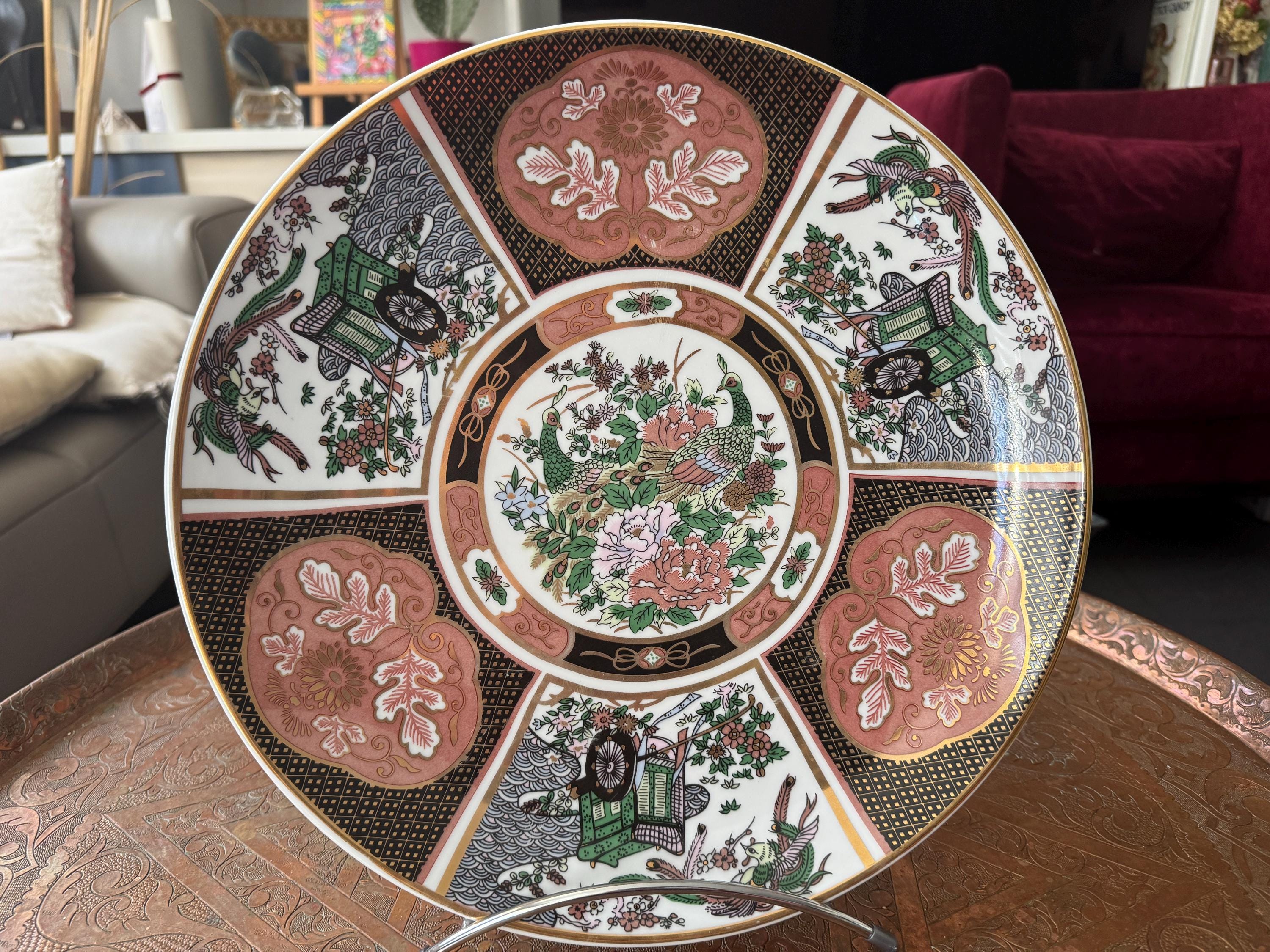 Grand Plat Rond COCEMA De Fès – 45 Cm – Porcelaine Marocaine – Vintage