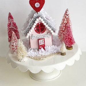 Miniature Putz House of Love, Heart Centerpiece, Valentines Day, Anniversary, Birthday, Wedding Gift, Holiday Village Decoration image 1