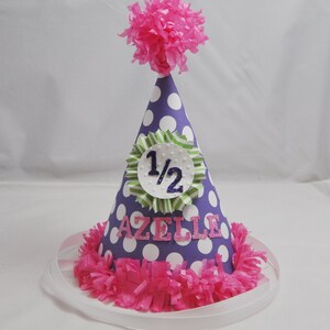 Baby Girl Half Birthday Hat Personalized, Smash Cake Photo Prop, 6 month 1/2 Party Decor
