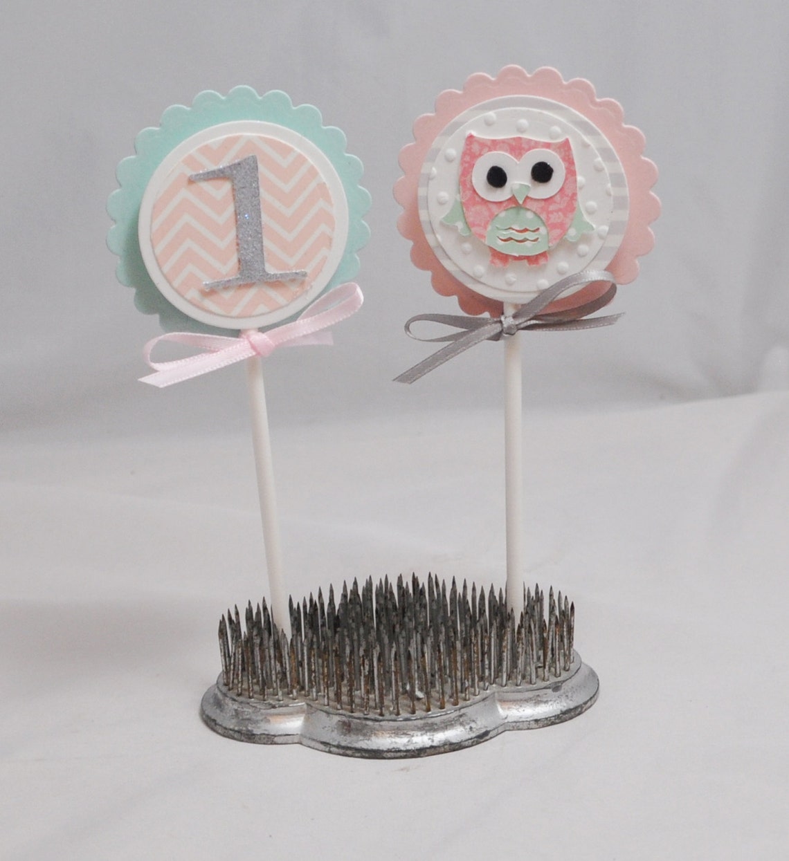 Girl Owl Cupcake Toppers Set of 12 1st First Baby Toddler Etsy