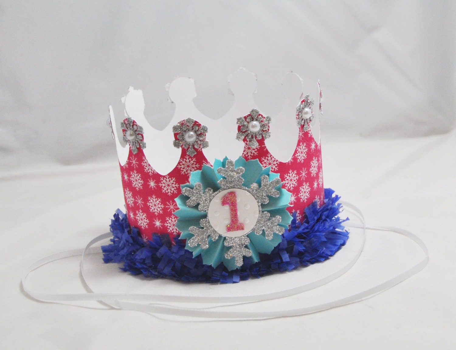 Frozen Inspired Snowflake Winter Crown Anna Girl Birthday Party Hat Smash Cake Photo Prop
