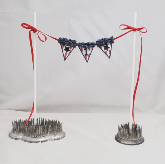 Stars & Stripes Cake Bunting, Patriotic 1st Birthday 4th of July Party Decor Boy or Girl Il_570xn