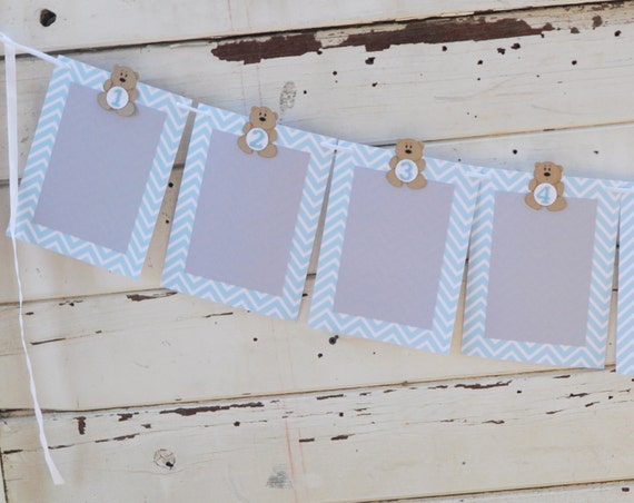 Boy Teddy Bear 12 Month Photo Banner, First 1st Birthday Picture Frame Memory Bunting, Teddy Bear Picnic Party Decor Decorations Il_570xn