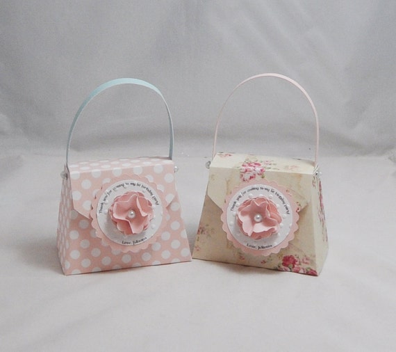 Floral Favor Purses Gift Box Personalized, Set of 6, Girl Shabby Chic Birthday Party Thank You Boxes, Baby Shower Decor Il_570xn
