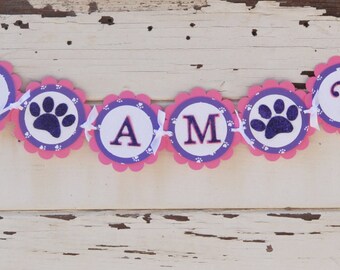 Girl Dog Birthday Banner, Puppy Paws Party Decor Decorations, Pet Supplies Smash Cake Photo Prop