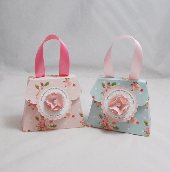 Personalized Floral Thank You Favor Purses With Ribbon Handles, Set of 6, 1st Birthday Tea or Garden Party Favors Decorations Il_570xn
