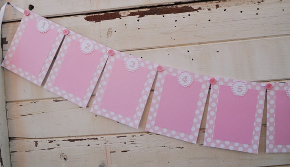 Cute As a Button 12 Month Photo Banner, Picture Frame Memory 1st Year Bunting, Toddler Baby Girl First Birthday Party Decor Decorations Il_570xn