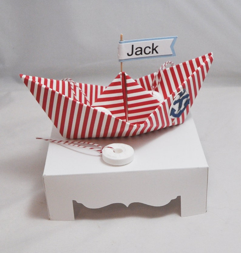 Personalized Nautical Sailboat Favors Centerpieces, Set of 6, Little Sailor Birthday Party Decor Decorations image 3