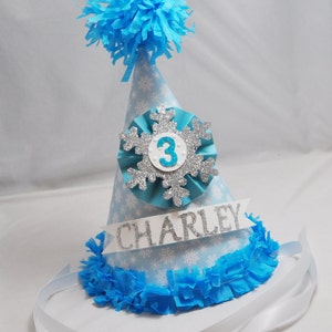 Frozen Inspired Personalized Snowflake Party Hat, Birthday Girl, Smash Cake Photo Prop, Winter Onederland Decor