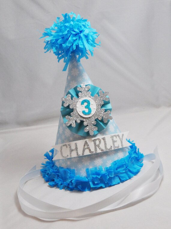 Frozen Inspired Personalized Snowflake Party Hat, Birthday Girl, Smash Cake Photo Prop, Winter Onederland Decor Il_570xn